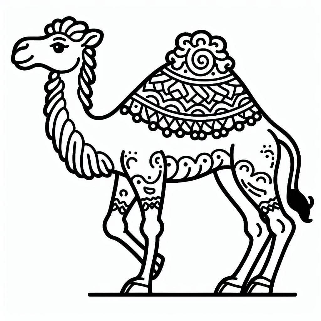 Desenho de Camelo Muito Fofo para Colorir