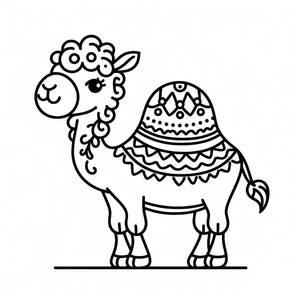 Desenho de Camelo Muito Lindo para Colorir
