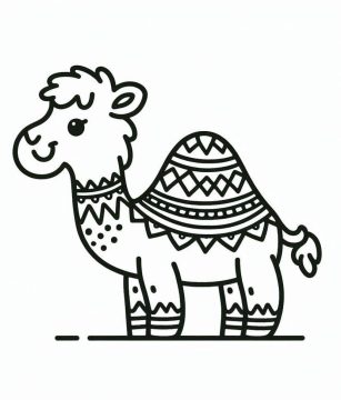 Desenho de Um Camelo Alegre para Colorir