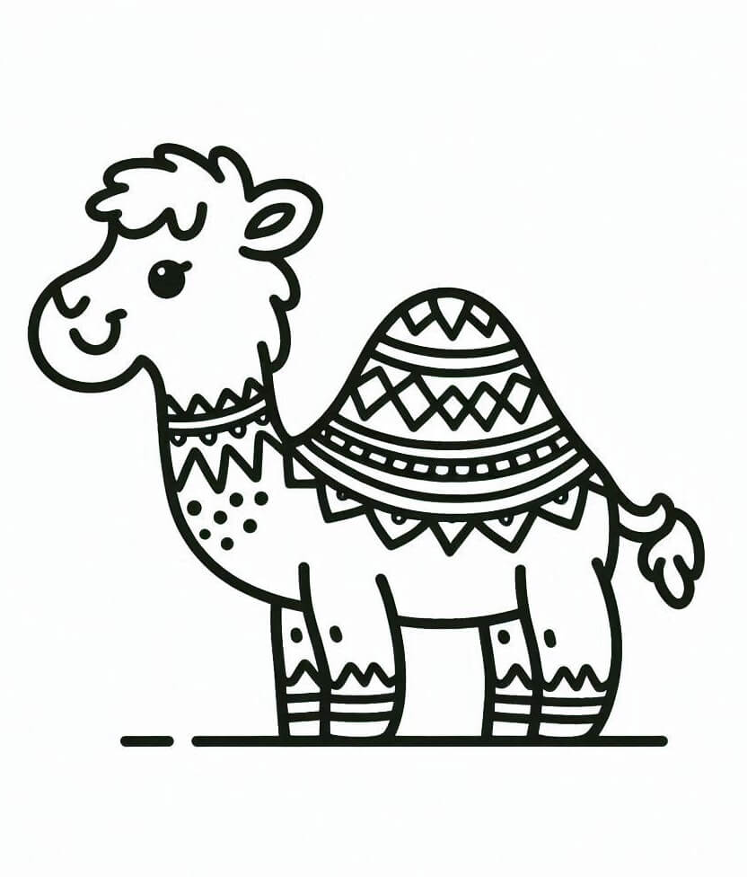 Desenho de um Camelo Alegre para Colorir