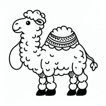 Desenho de Um Camelo Muito Fofo para Colorir