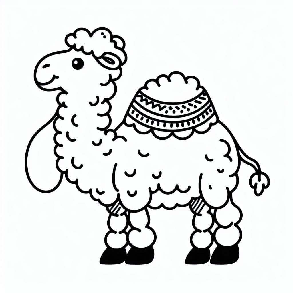 Desenho de um Camelo Muito Fofo para Colorir