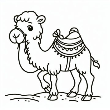 Desenho de Um Camelo Muito Lindo para Colorir