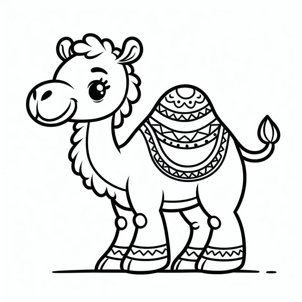 Desenho de um Camelo Sorridente para Colorir