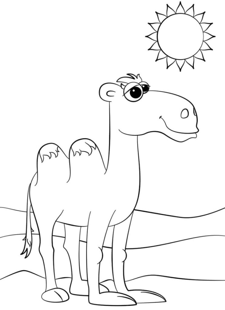 Desenho de Camelo Engraçado para Colorir e Imprimir Pdf Grátis