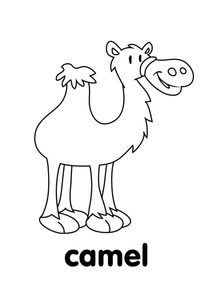 Desenho de Camelo Engraçado para Colorir Usando Giz de Cera