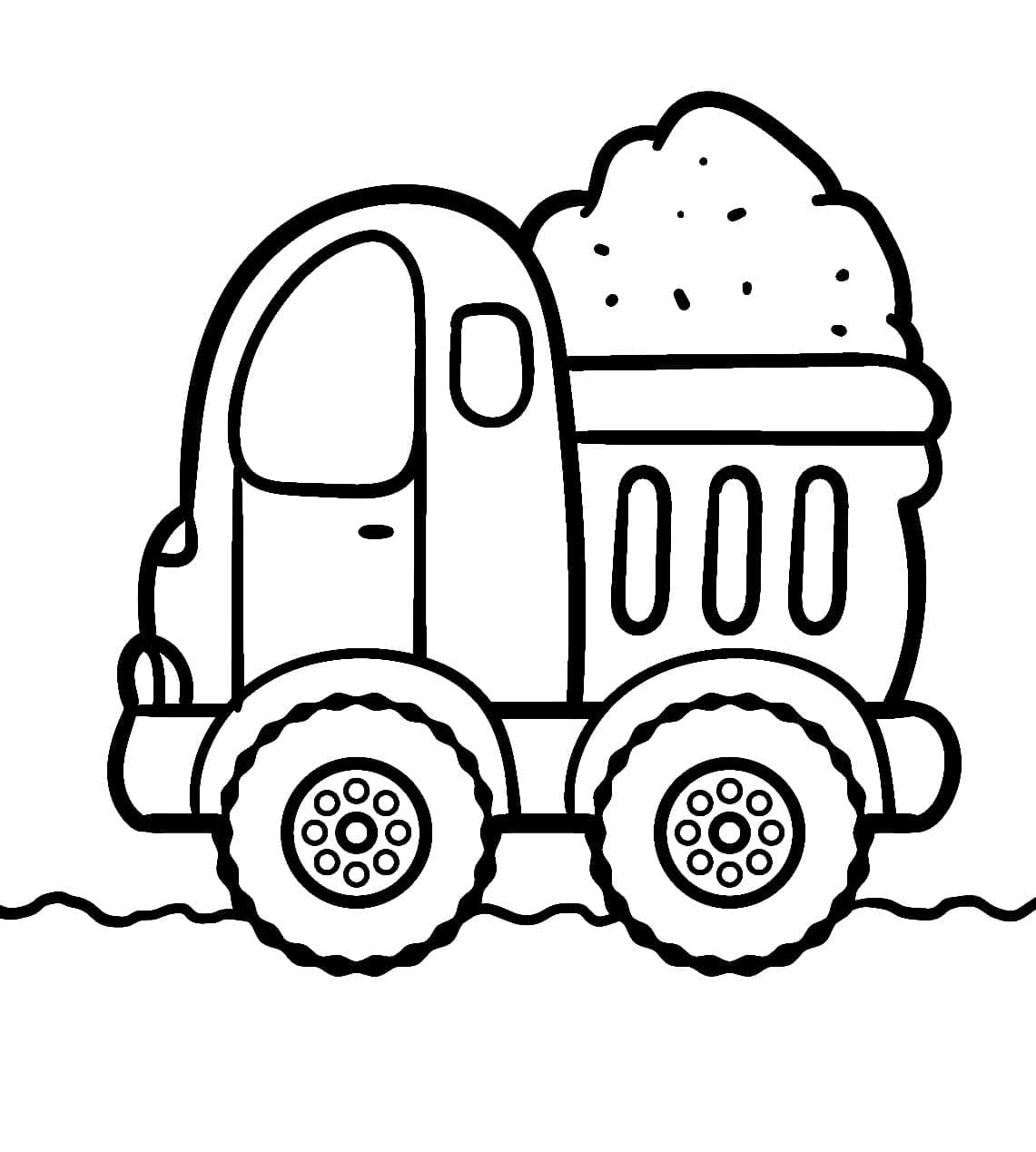 Desenho de Adorável Caminhão Caçamba para Colorir