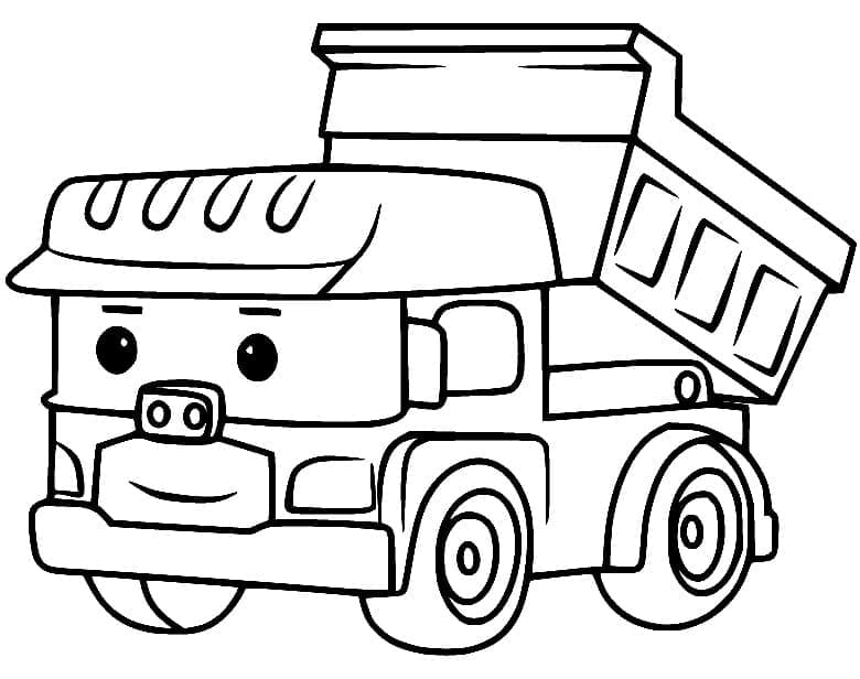 Desenho de Caminhão Caçamba Fofo para Colorir