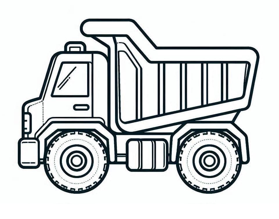 Desenho de Caminhão Caçamba Grátis para Crianças para Colorir