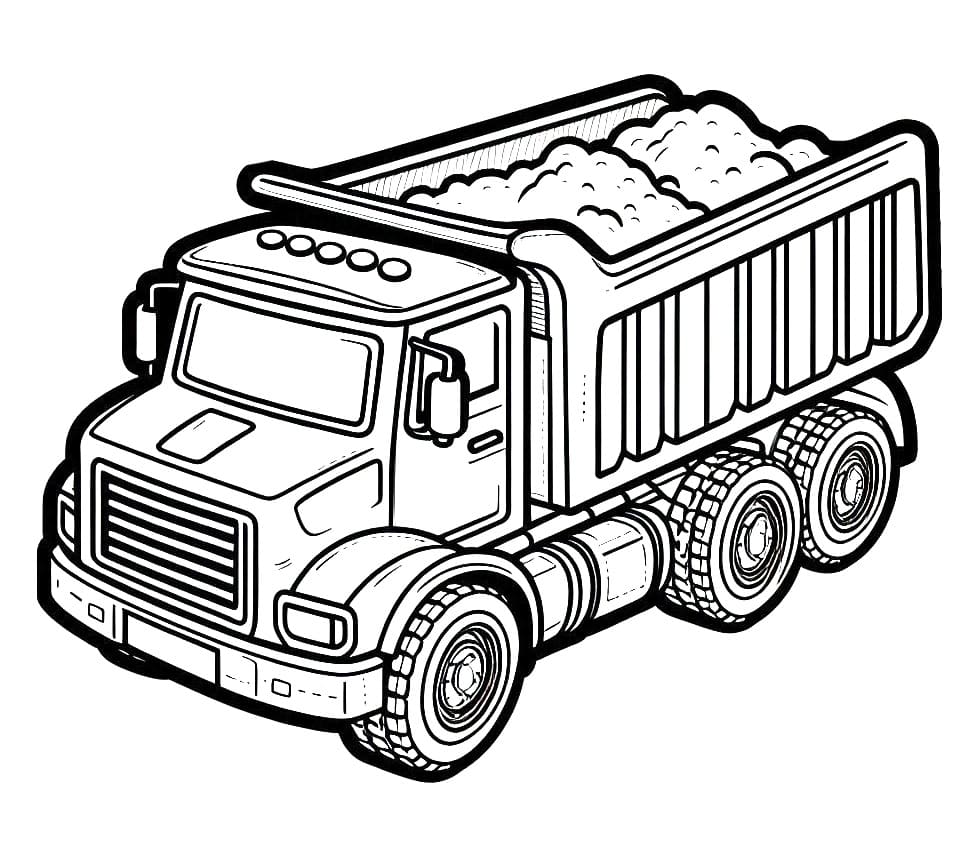 Desenho de Caminhão Caçamba para Crianças de 1 Ano para Colorir