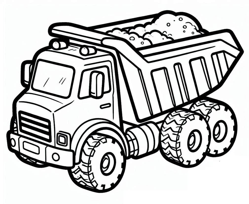 Desenho de Caminhão Caçamba para Crianças de 3 Anos para Colorir