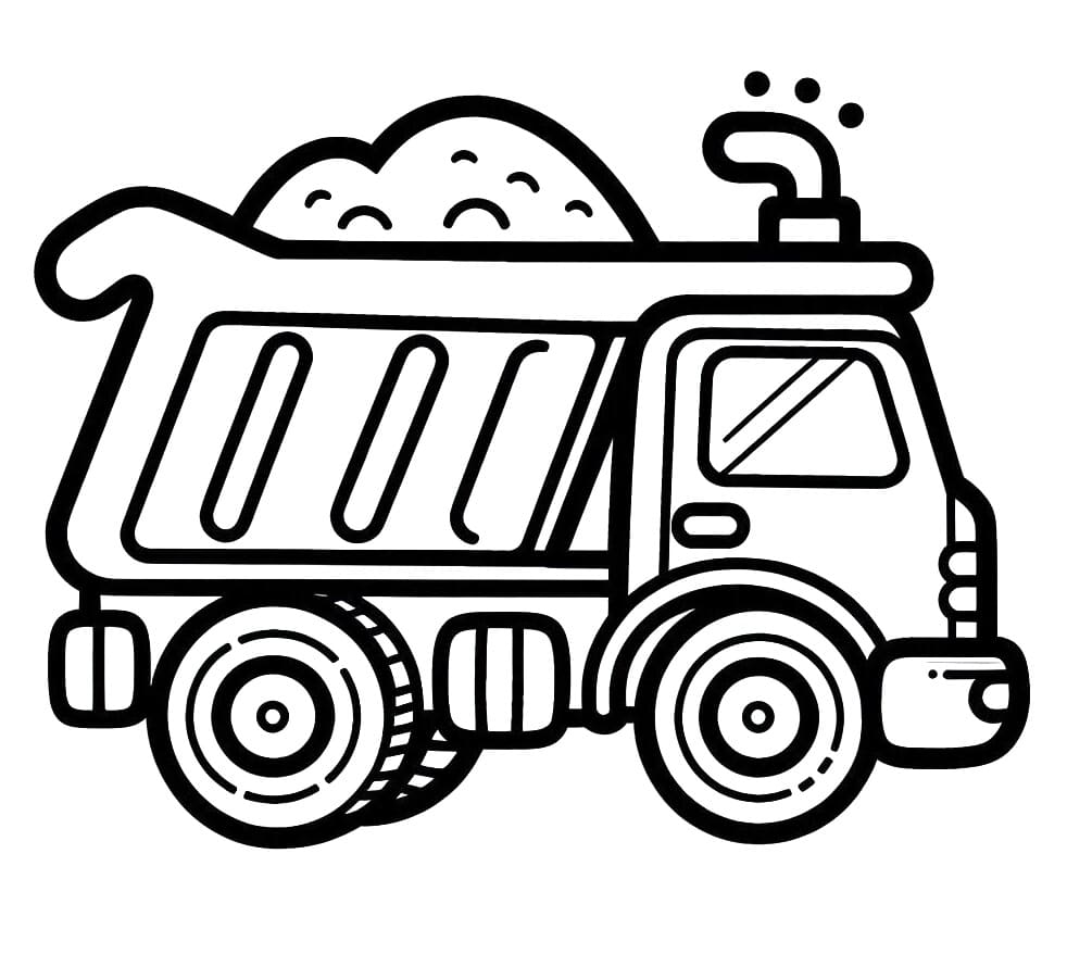Desenho de Caminhão Caçamba para Crianças de 4 Anos para Colorir