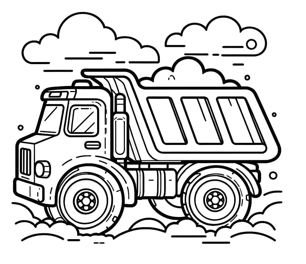 Desenho de Caminhão Caçamba para Crianças de 5 Anos para Colorir