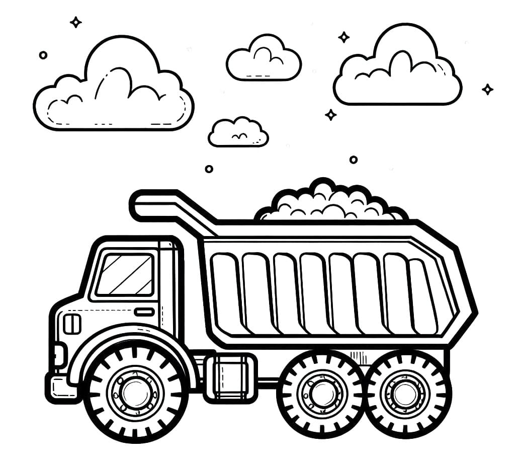 Desenho de Caminhão Caçamba para Crianças para Colorir