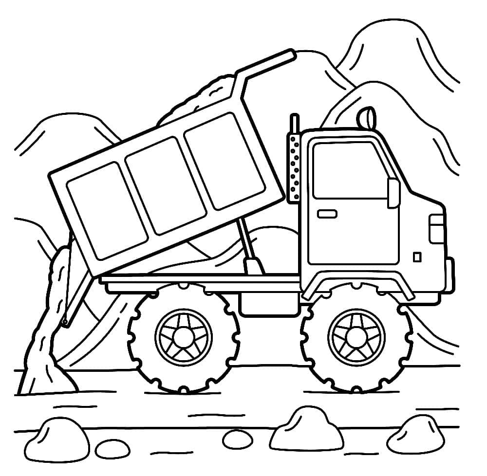 Desenho de Caminhão Caçamba Perfeito para Colorir