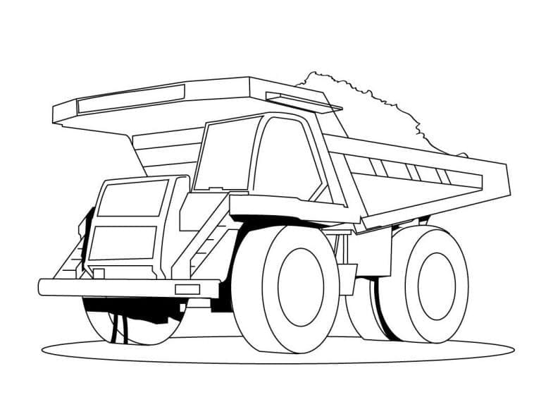 Desenho de Caminhão Caçamba com Detalhes para Colorir e Imprimir