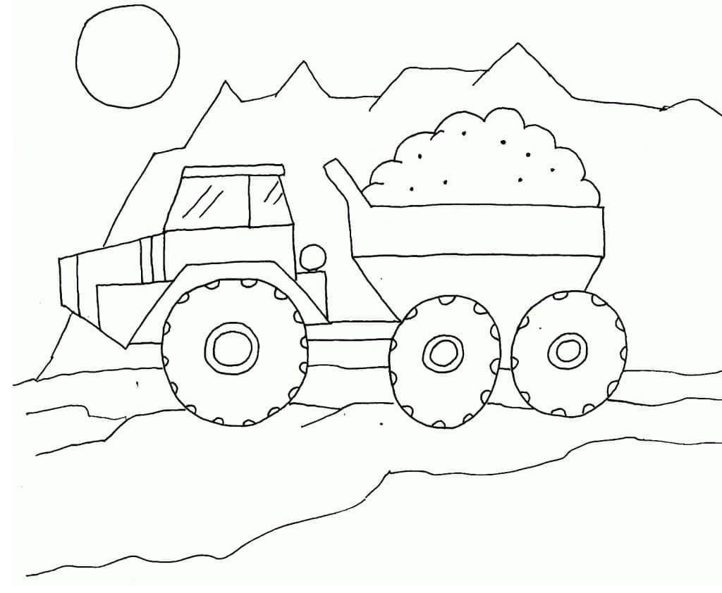 Desenho de Caminhão Caçamba Infantil para Colorir e Imprimir