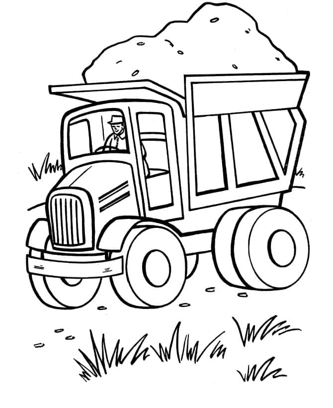 Desenho de Caminhão Caçamba para Colorir e Imprimir Grátis