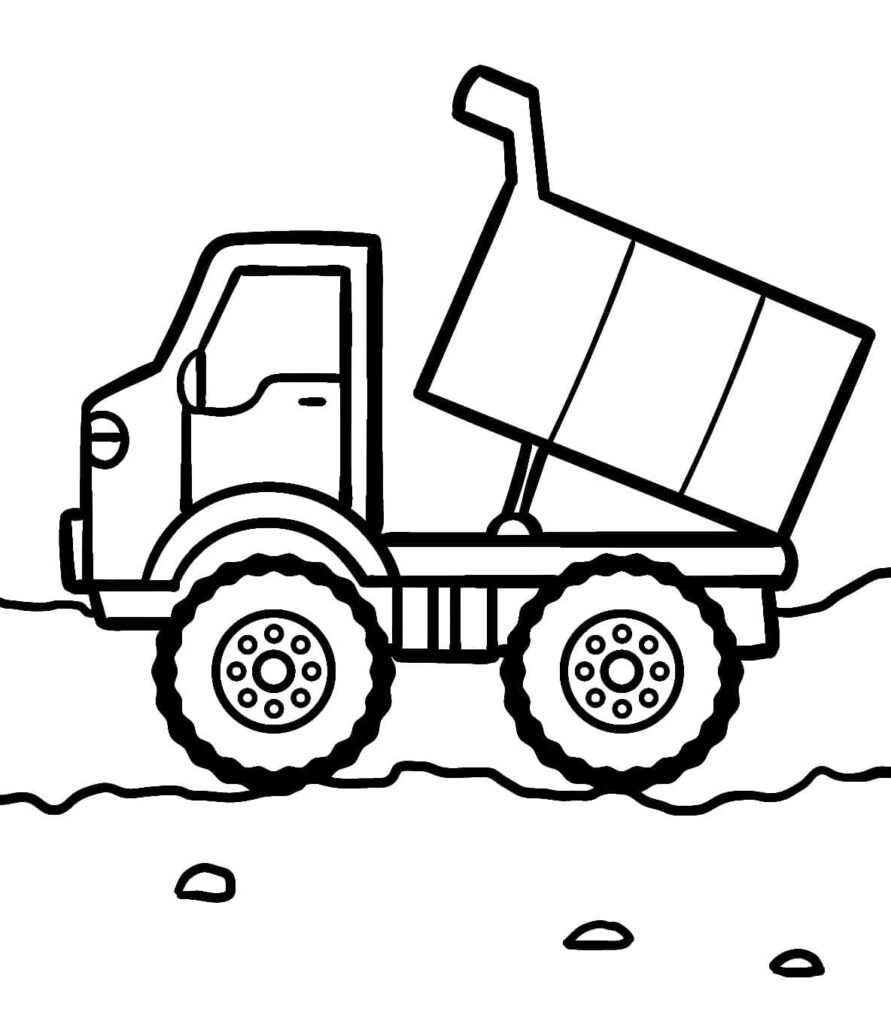 Desenho de Caminhão Caçamba para Colorir Usando Giz de Cera