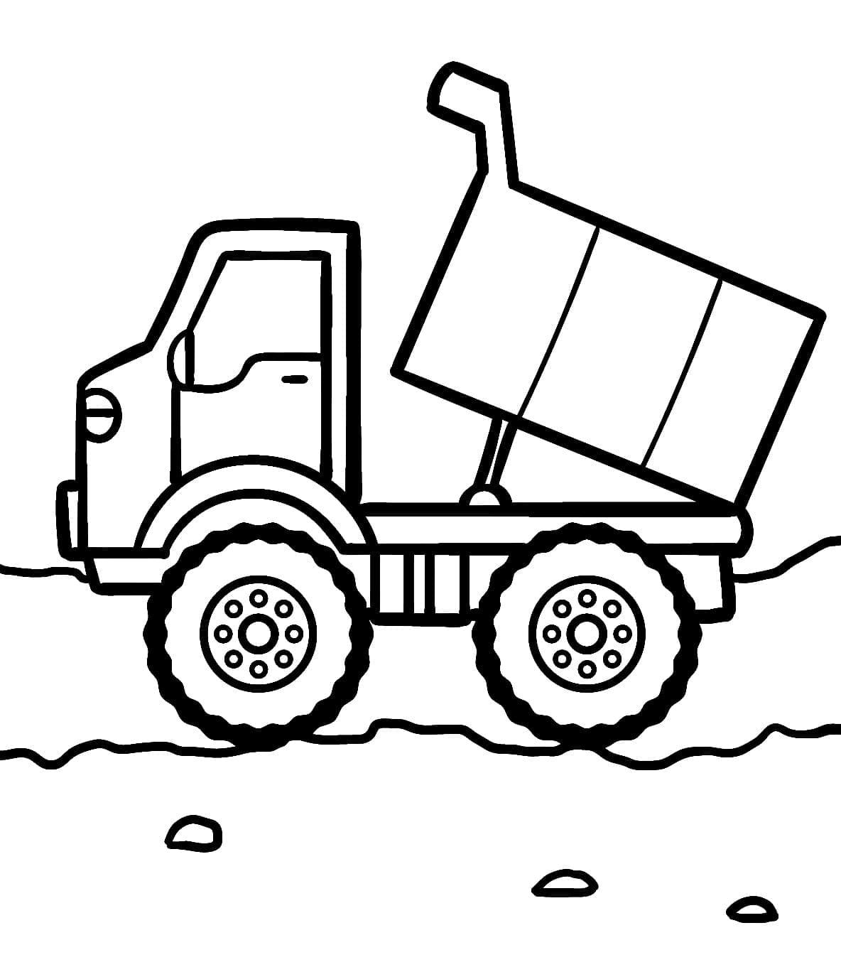 Desenho de Caminhão Caçamba para Colorir Usando Giz de Cera
