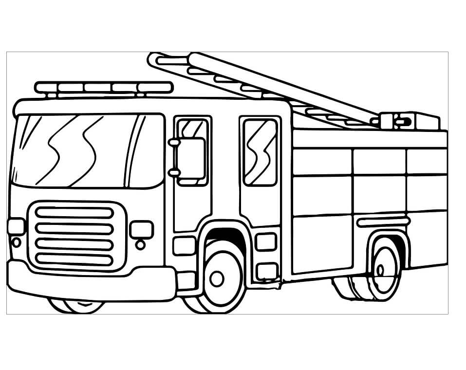 Desenho de Caminhão de Bombeiros Grande para Colorir e Imprimir