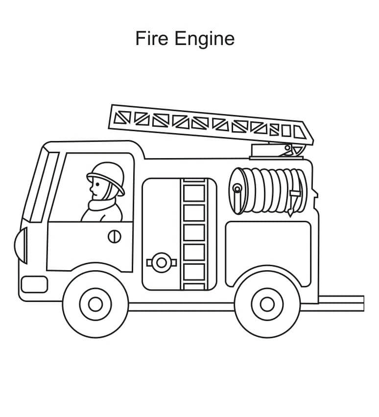 Desenho de Caminhão de Bombeiros Moderno para Colorir e Imprimir