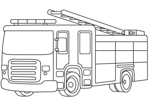 Desenho de caminhão de Bombeiros para Colorir e Imprimir Pdf grátis