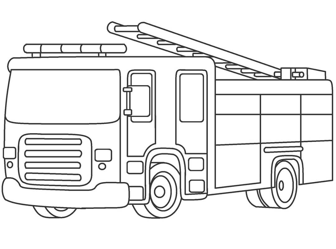 Desenho de Caminhão de Bombeiros para Colorir e Imprimir Pdf Grátis