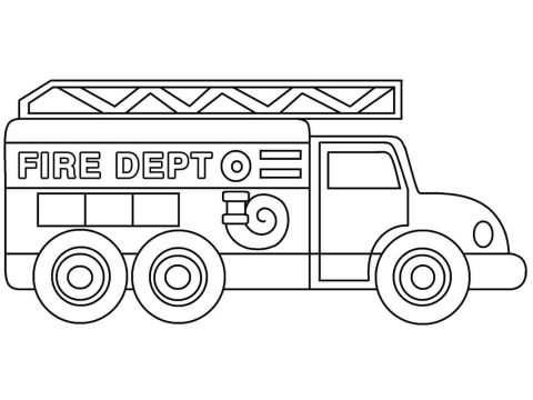 Desenho de caminhão de Bombeiros para Colorir Usando Giz de Cera