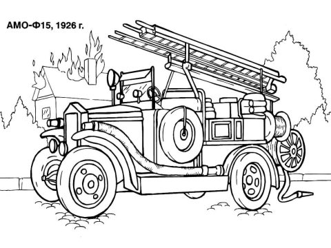 Desenho de caminhão de Bombeiros Pdf grátis para Colorir e Imprimir