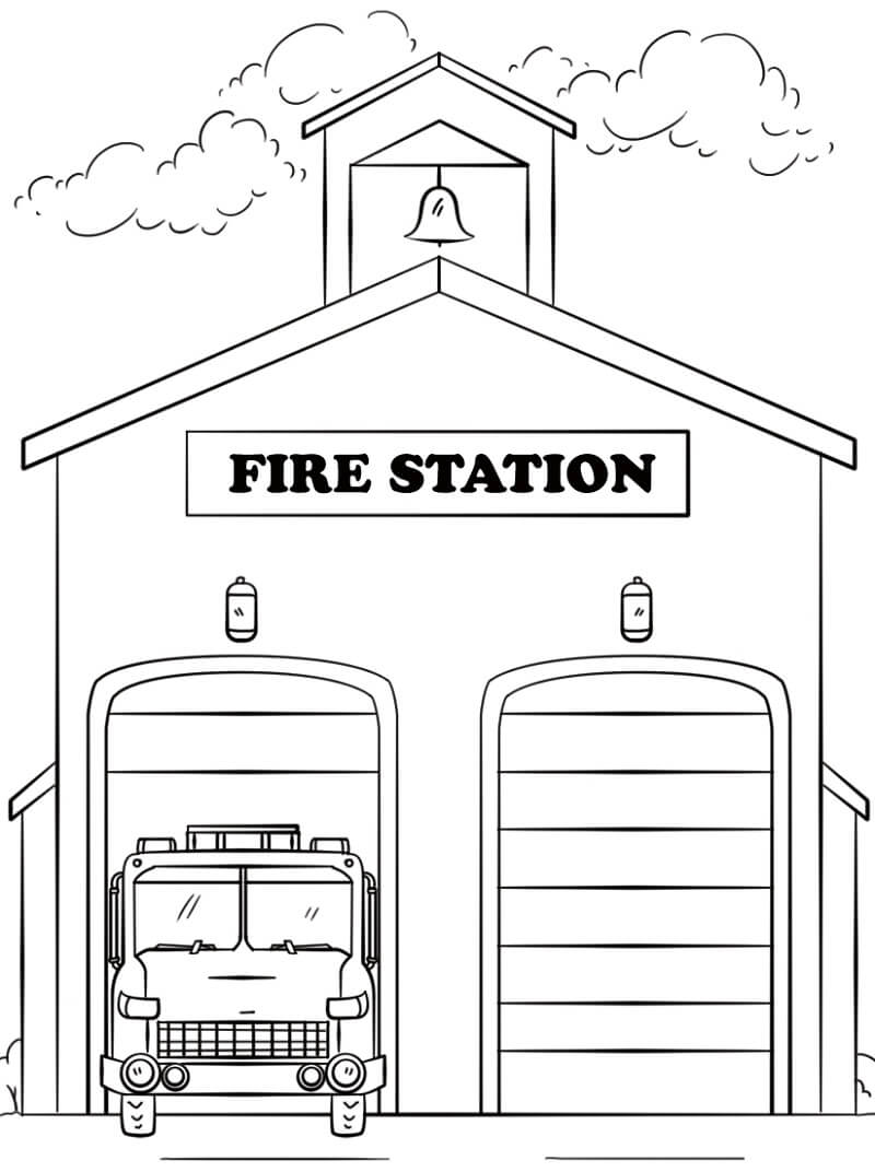 Desenho de Corpo de Bombeiros para Colorir e Imprimir Pdf Grátis