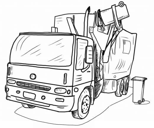 Desenho de Caminhão de Lixo Carregado para Colorir e Imprimir