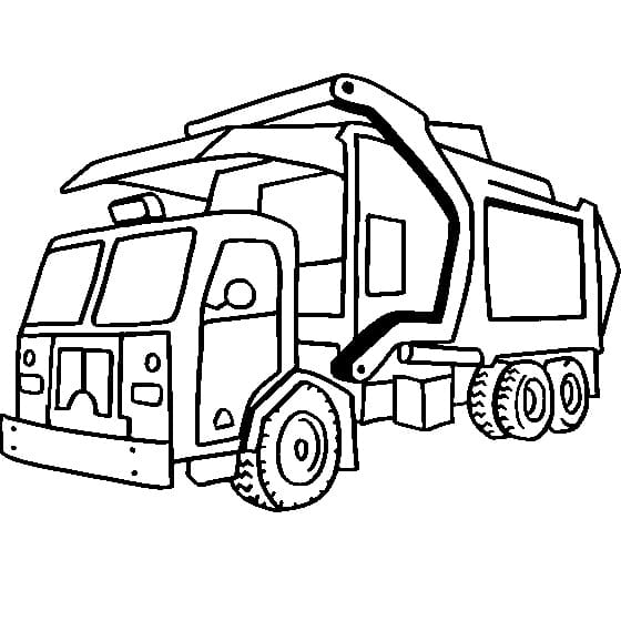 Desenho de Caminhão de Lixo em Ação para Colorir e Imprimir