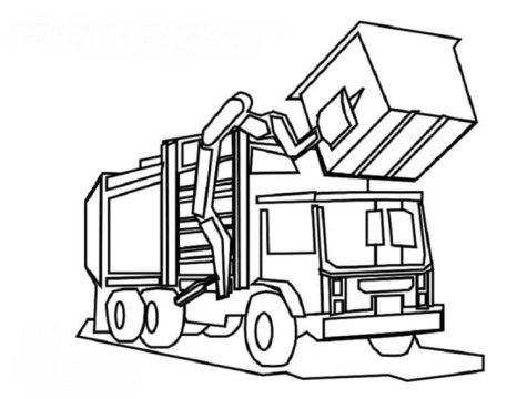 Desenho de caminhão de Lixo Grande para Colorir e Imprimir