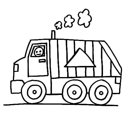 Desenho de Caminhão de Lixo Moderno para Colorir e Imprimir
