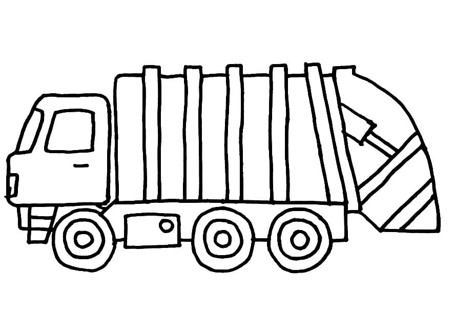 Desenho de Caminhão de Lixo para Colorir com Lápis de Cor e Imprimir
