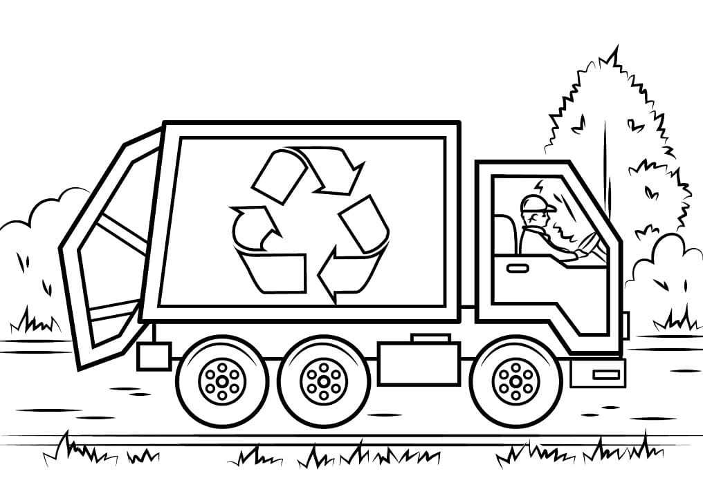 Desenho de Caminhão de Lixo para Colorir e Imprimir Pdf Grátis