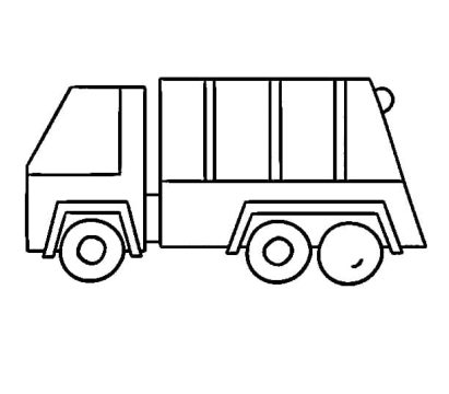 Desenho de caminhão de Lixo para Colorir e Pintar com Tinta Guache