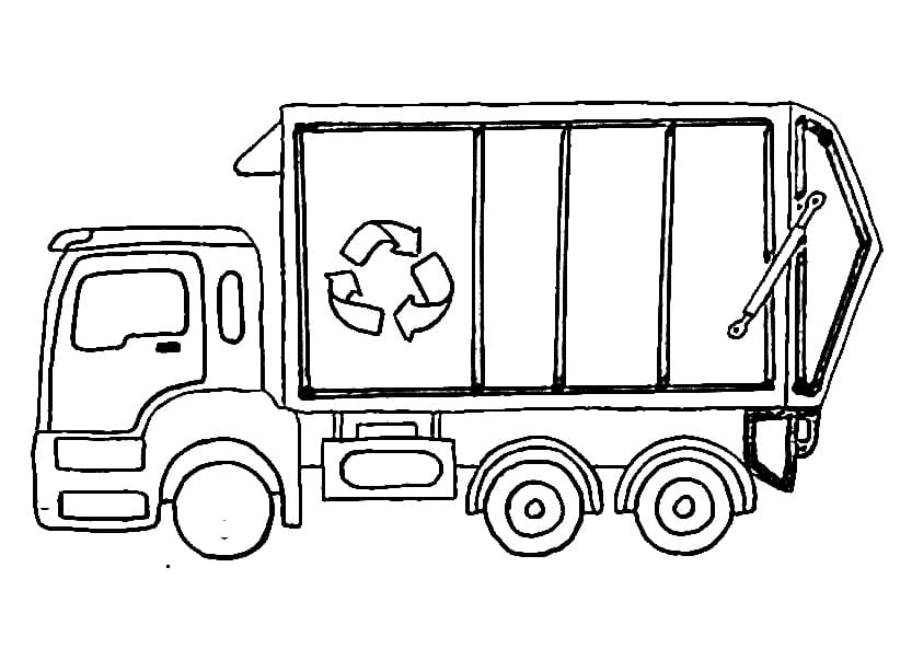 Desenho de Caminhão de Lixo para Colorir Usando Giz de Cera