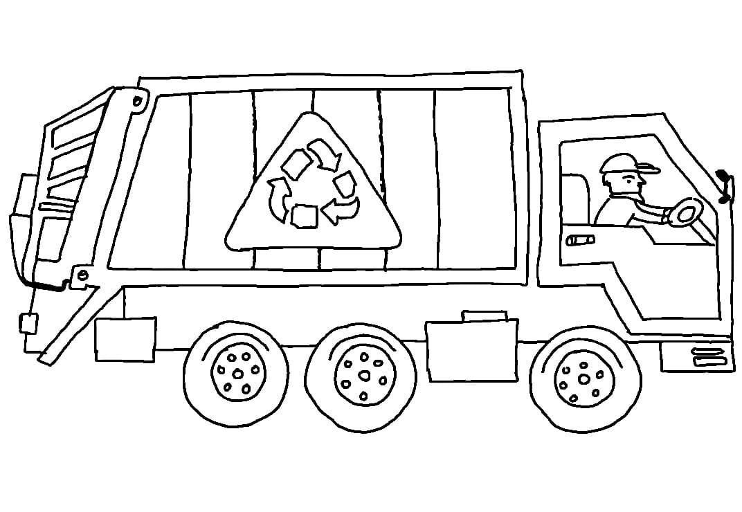Desenho de Caminhão de Lixo Pdf Grátis para Colorir e Imprimir