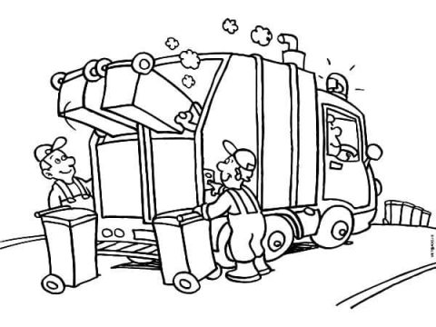 Desenho de caminhão de Lixo Pequeno para Colorir e Imprimir