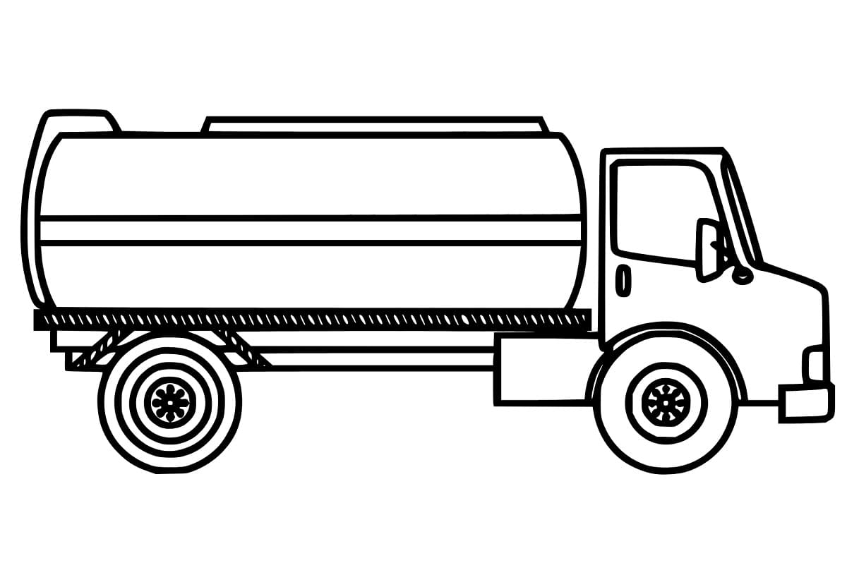 Desenho de Caminhão Tanque Grátis para Crianças para Colorir