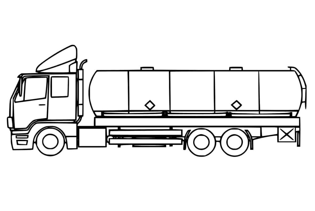 Desenho de Caminhão Tanque para Crianças para Colorir