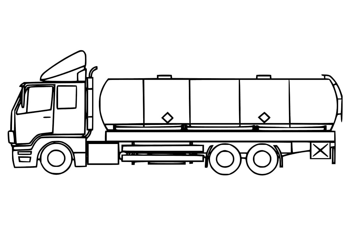 Desenho de Caminhão Tanque para Crianças para Colorir