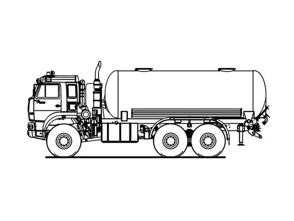 Desenho Pdf de Caminhão Tanque para Colorir Grátis
