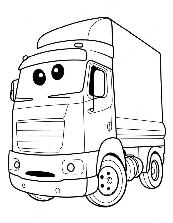 Desenho de Caminhão Animado para Colorir