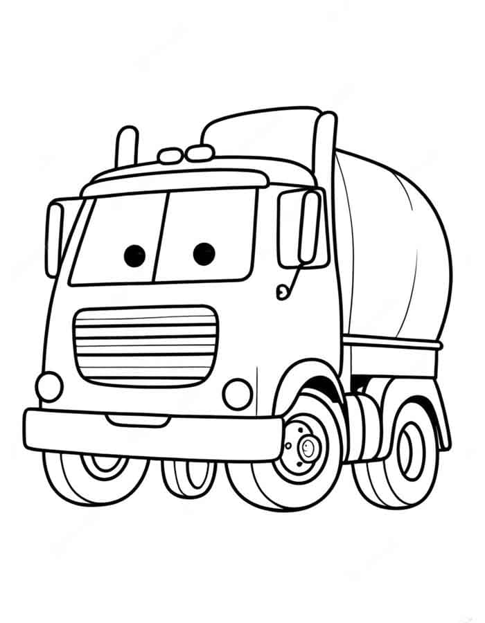 Desenho de Caminhão Fofo para Colorir