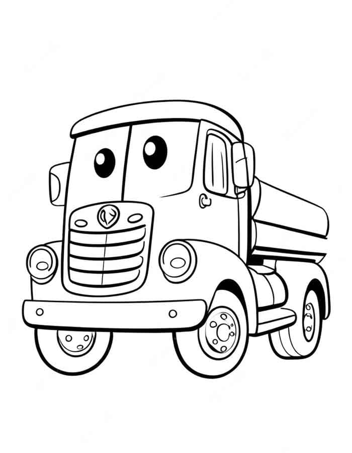 Desenho de Caminhão Muito Fofo para Colorir