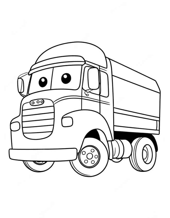Desenho de um Caminhão Fofo para Colorir