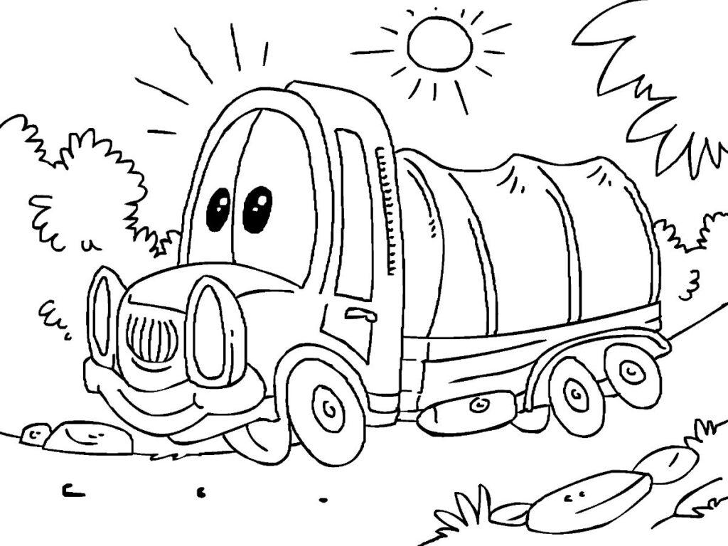 Desenho de Caminhão Infantil para Colorir e Imprimir